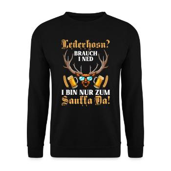 Lederhosen? I'm just a beer drinker - Unisex Sweatshirt - black - Front - Alina (178cm) & Michal (187cm)