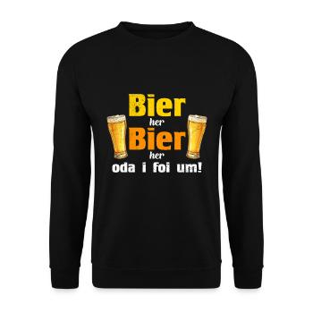 Bier her oder ich fall um Biertrinker - Unisex Pullover - Schwarz - Vorne - Alina (178cm) & Michal (187cm)