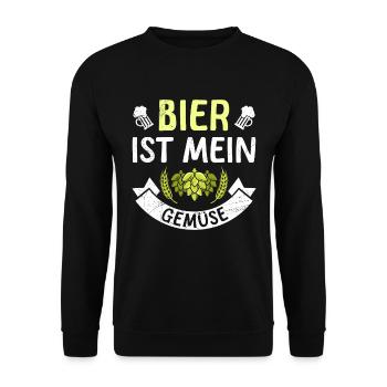 Bier ist mein Gemüse Lustiger Bier Spruch - Unisex Pullover - Schwarz - Vorne - Alina (178cm) & Michal (187cm)