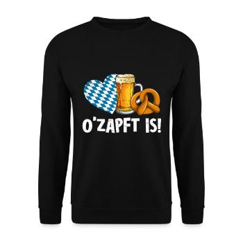 O'Zapft is Bier Trink Spruch Bierzelt - Unisex Pullover - Schwarz - Vorne - Alina (178cm) & Michal (187cm)