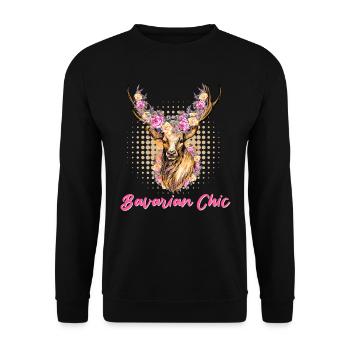 Dirndl Ersatz BAVARIAN CHIC Lustiges Münchner - Unisex Pullover - Schwarz - Vorne - Alina (178cm) & Michal (187cm)