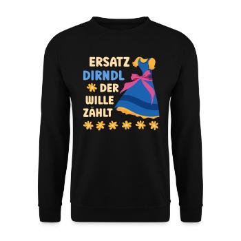 Munich Folk Festival SUBSTITUTE DIRNDL THE WILL COUNTS - Unisex Sweatshirt - black - Front - Alina (178cm) & Michal (187cm)