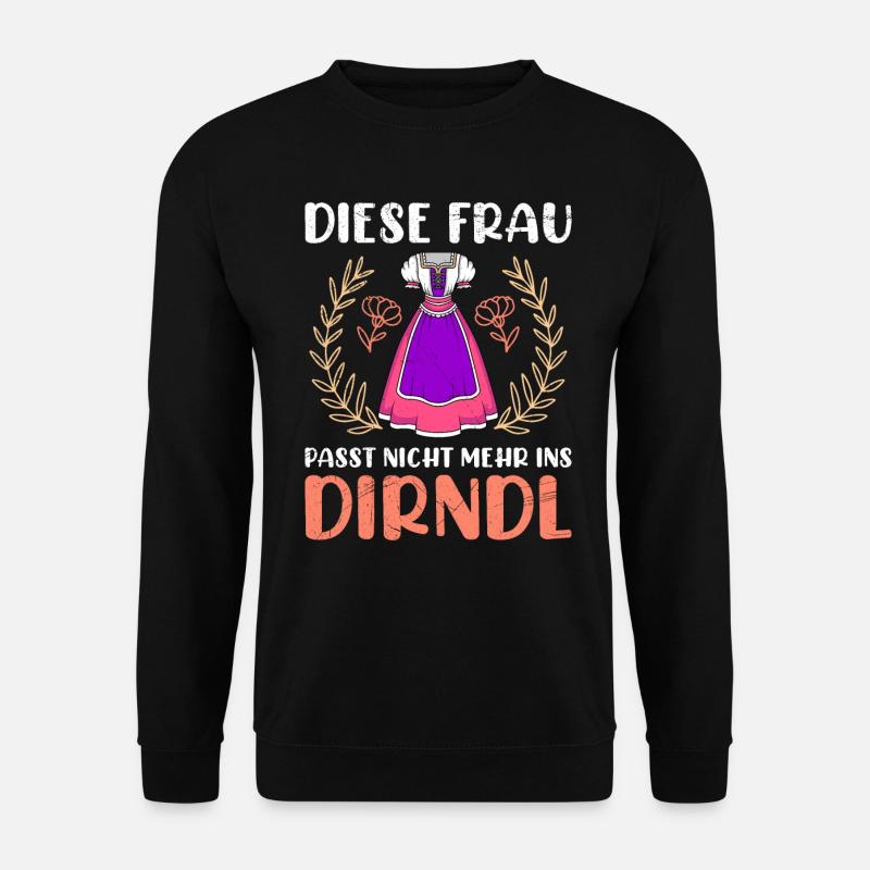 Dirndl zu klein Trachtenshirt Damen Tracht Dirndl - Unisex Pullover - Schwarz