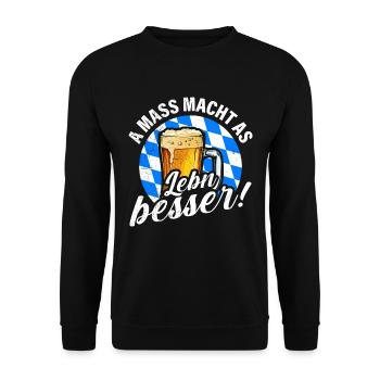 A Mass macht s Leben besser Bayern bayerisch - Sweat-shirt Unisexe - noir - Devant - Alina (178cm) & Michal (187cm)