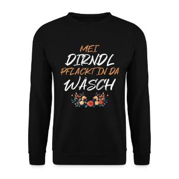 Today without Dirndl Replacement Dirndl Women - Unisex Sweatshirt - black - Front - Alina (178cm) & Michal (187cm)