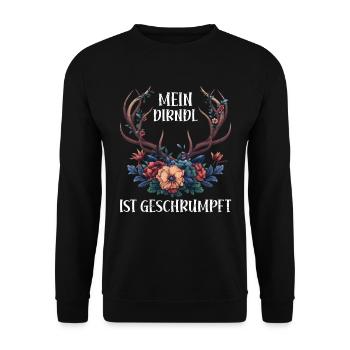 Dirndl zu klein Trachtenshirt Damen Tracht Dirndl - Unisex Pullover - Schwarz - Vorne - Alina (178cm) & Michal (187cm)