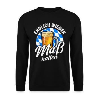 Finally moderation again Bavaria slogan - Unisex Sweatshirt - black - Front - Alina (178cm) & Michal (187cm)