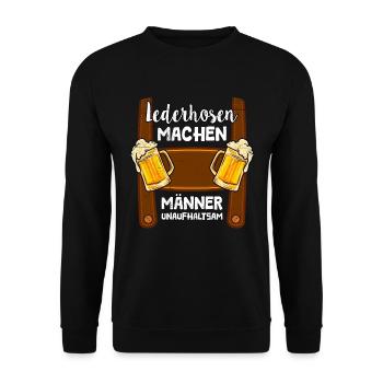 Unstoppable a man in lederhosen Bavarian - Unisex Sweatshirt - black - Front - Alina (178cm) & Michal (187cm)
