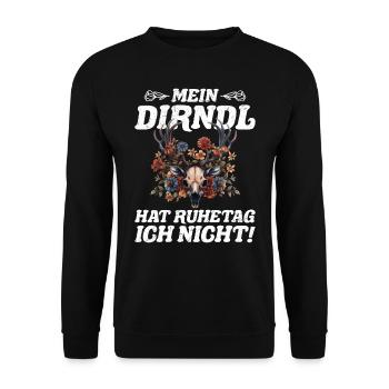 Heute ohne Dirndl Ersatz Dirndl Damen - Unisex Pullover - Schwarz - Vorne - Alina (178cm) & Michal (187cm)
