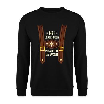 Le festival folklorique de Munich MEI LEDERHOSEN EST À DA WÄSCH - Sweat-shirt Unisexe - noir - Devant - Alina (178cm) & Michal (187cm)