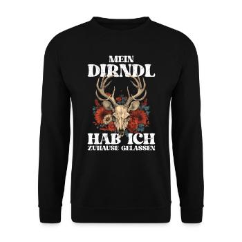 I left my dirndl at home in the closet - Unisex Sweatshirt - black - Front - Alina (178cm) & Michal (187cm)