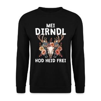 Mein Dirndl hat heute Frei Damen Tracht - Unisex Pullover - Schwarz - Vorne - Alina (178cm) & Michal (187cm)