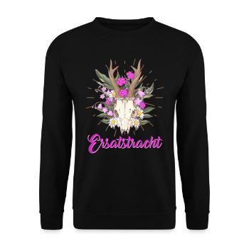 Münchner Volksfest ERSATZTRACHT Dirndl Trachten - Unisex Pullover - Schwarz - Vorne - Alina (178cm) & Michal (187cm)