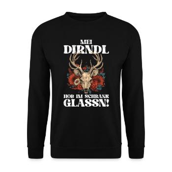 I lifted my dirndl in the closet ladies - Unisex Sweatshirt - black - Front - Alina (178cm) & Michal (187cm)