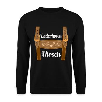 Bierzelt Hirsch mit Lederhosen Bayern - Unisex Pullover - Schwarz - Vorne - Alina (178cm) & Michal (187cm)