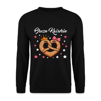 Pretzel Queen Brezel Königin Bayrische Frau - Unisex Pullover - Schwarz - Vorne - Alina (178cm) & Michal (187cm)
