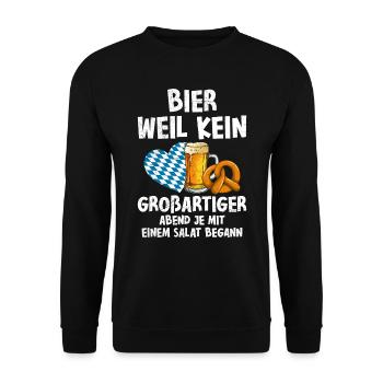 Beer because a good evening doesn't start with salad - Unisex Sweatshirt - black - Front - Alina (178cm) & Michal (187cm)