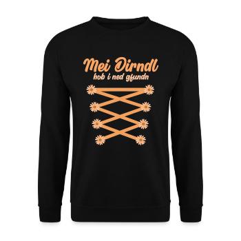 Münchner Volksfest MEI DIRNDL HOB I NED GFUNDEN - Unisex Pullover - Schwarz - Vorne - Alina (178cm) & Michal (187cm)