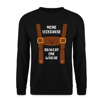 My Lederhosen Is In The Laundry Replacement Traditional Costume - Unisex Sweatshirt - black - Front - Alina (178cm) & Michal (187cm)
