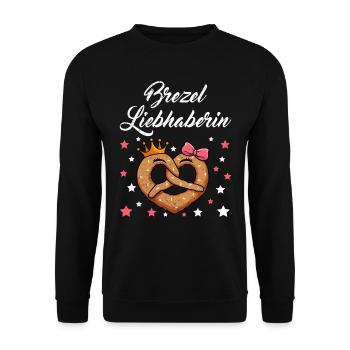 Pretzel Queen Brezel Königin Bayrische Frau - Unisex Pullover - Schwarz - Vorne - Alina (178cm) & Michal (187cm)