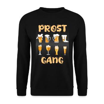 Prost Gang Prost Party Biertrinker - Unisex Pullover - Schwarz - Vorne - Alina (178cm) & Michal (187cm)