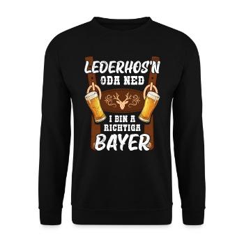 A real Bavarian doesn't need lederhosen - Unisex Sweatshirt - black - Front - Alina (178cm) & Michal (187cm)
