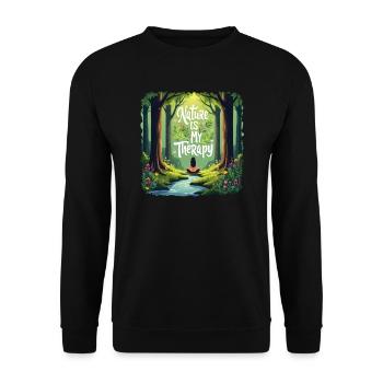 La nature est ma thérapie - Méditation en forêt - Sweat-shirt Unisexe - noir - Devant - Alina (178cm) & Michal (187cm)