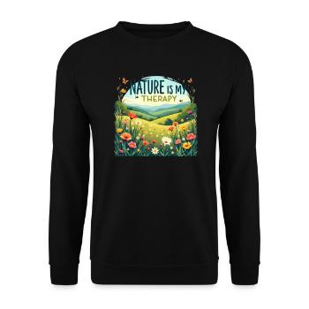 Nature is my Therapy - Flower Meadow - Unisex Sweatshirt - black - Front - Alina (178cm) & Michal (187cm)