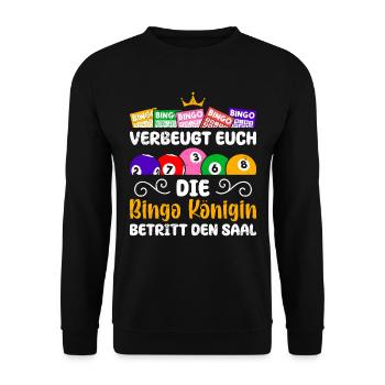 Bingo Lover BOW TO THE BINGO QUEEN - Unisex Sweatshirt - black - Front - Alina (178cm) & Michal (187cm)