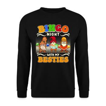 BINGO NIGHT WITH MY BESTIES Fun Bingo - Unisex Sweatshirt - black - Front - Alina (178cm) & Michal (187cm)