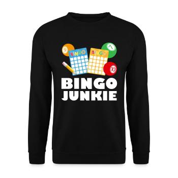 Bingospieler BINGO JUNKIE Binge Liebhaber - Unisex Pullover - Schwarz - Vorne - Alina (178cm) & Michal (187cm)