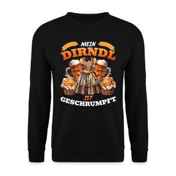 Munich Folk Festival MY DIRNDL HAS SHRUNK - Unisex Sweatshirt - black - Front - Alina (178cm) & Michal (187cm)