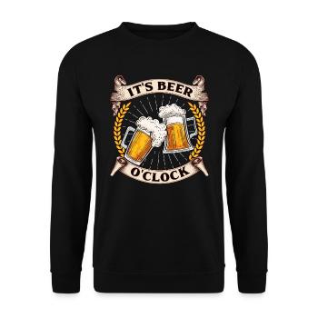 Münchner Volksfest IT'S BEER O'CLOCK Lustiges - Unisex Pullover - Schwarz - Vorne - Alina (178cm) & Michal (187cm)