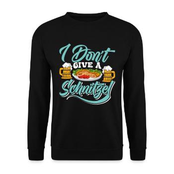 Münchner Volksfest I DON'T GIVE A SCHNITZEL Lustig - Unisex Pullover - Schwarz - Vorne - Alina (178cm) & Michal (187cm)