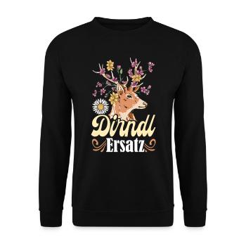 DIRNDL ERSATZ Damen Trachtenshirt Münchner - Unisex Pullover - Schwarz - Vorne - Alina (178cm) & Michal (187cm)