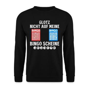 Bingospielerin GLOTZ NICHT AUF MEINE BINGO SCHEINE - Unisex Pullover - Schwarz - Vorne - Alina (178cm) & Michal (187cm)