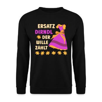Munich Folk Festival SUBSTITUTE DIRNDL THE WILL COUNTS - Unisex Sweatshirt - black - Front - Alina (178cm) & Michal (187cm)