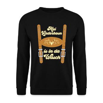 Le festival folklorique de Munich MEI LEDERHOSN EST À DA WÄSCH - Sweat-shirt Unisexe - noir - Devant - Alina (178cm) & Michal (187cm)