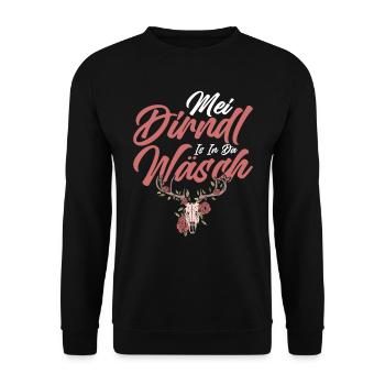 Münchner Volksfest MEI DIRNDL IS IN DA WÄSCH - Unisex Sweatshirt - black - Front - Alina (178cm) & Michal (187cm)