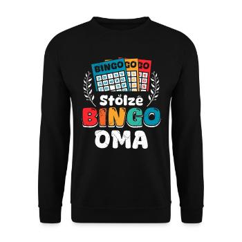 Bingo Player PROUD BINGO GRANNY Funny Bingo - Unisex Sweatshirt - black - Front - Alina (178cm) & Michal (187cm)