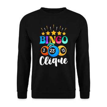 Bingo Player BINGO CLIQUE Fun Bingo - Unisex Sweatshirt - black - Front - Alina (178cm) & Michal (187cm)