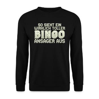 Bingospieler SO SIEHT EIN RICHTIG TOLLER BINGO - Unisex Pullover - Schwarz - Vorne - Alina (178cm) & Michal (187cm)