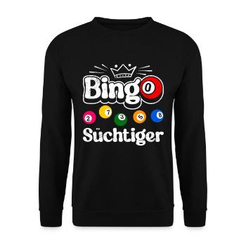 BINGO ADDICT Lustiges Bingo Spieler Bingo - Unisex Pullover - Schwarz - Vorne - Alina (178cm) & Michal (187cm)
