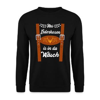 Le festival folklorique de Munich MEI LEDERHOSN EST À DA WÄSCH - Sweat-shirt Unisexe - noir - Devant - Alina (178cm) & Michal (187cm)