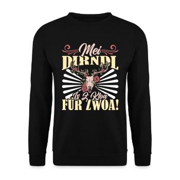Ersatzdirndl MEI DIRNDL IS Z'KLOA FÜR ZWOA - Unisex Pullover - Schwarz - Vorne - Alina (178cm) & Michal (187cm)