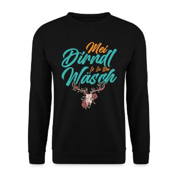Münchner Volksfest MEI DIRNDL IS IN DA WÄSCH - Unisex Sweatshirt - black - Front - Alina (178cm) & Michal (187cm)