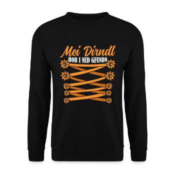 Münchner Volksfest MEI DIRNDL HOB I NED GFUNDEN - Unisex Pullover - Schwarz - Vorne - Alina (178cm) & Michal (187cm)