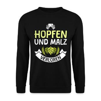 Hops and Malt Lost Brewer Beer - Unisex Sweatshirt - black - Front - Alina (178cm) & Michal (187cm)