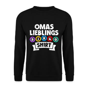 Bingo CHEMISE DE BINGO PRÉFÉRÉE DE GRAND-MÈRE Funny Bingo - Sweat-shirt Unisexe - noir - Devant - Alina (178cm) & Michal (187cm)