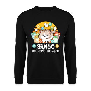 BINGO IST MEINE THERAPIE Lustiges Bingo - Unisex Pullover - Schwarz - Vorne - Alina (178cm) & Michal (187cm)
